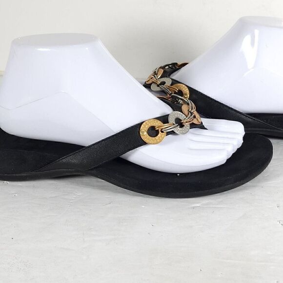 Vionic Women's Ola US 9 Black Embellished Orthaheel Flat Thong Sandals - Picture 9 of 14